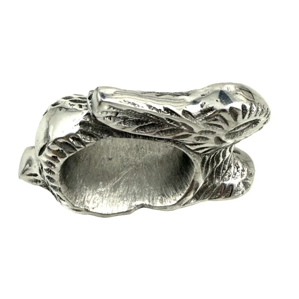 Bunny Rabbit Napkin Rings Holders Pewter Finish Easter Spring Farmhouse Lot of 8